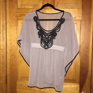 Charlotte Russe Sheer tunic w/ embroidered detail